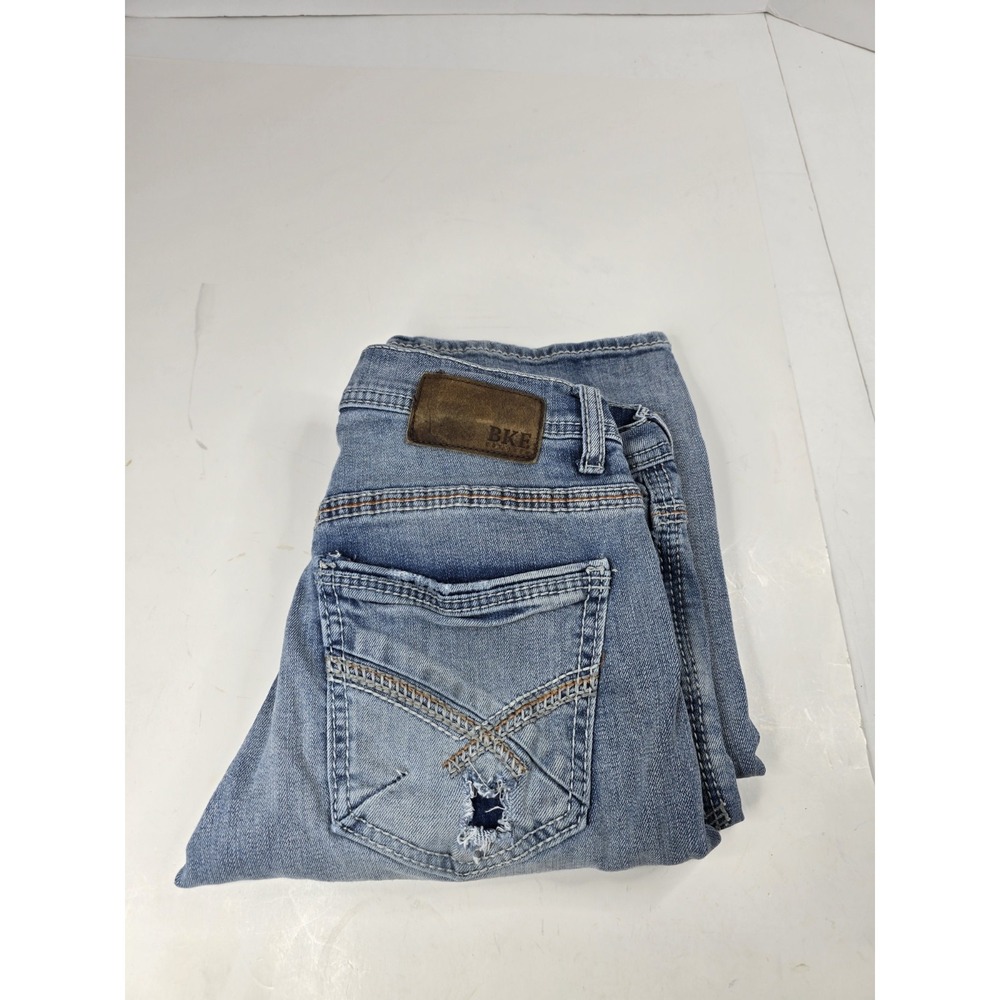 BKE Buckle Sz 28x32 Aiden Distressed Straight Leg Faded Wash Blue Jeans Pants